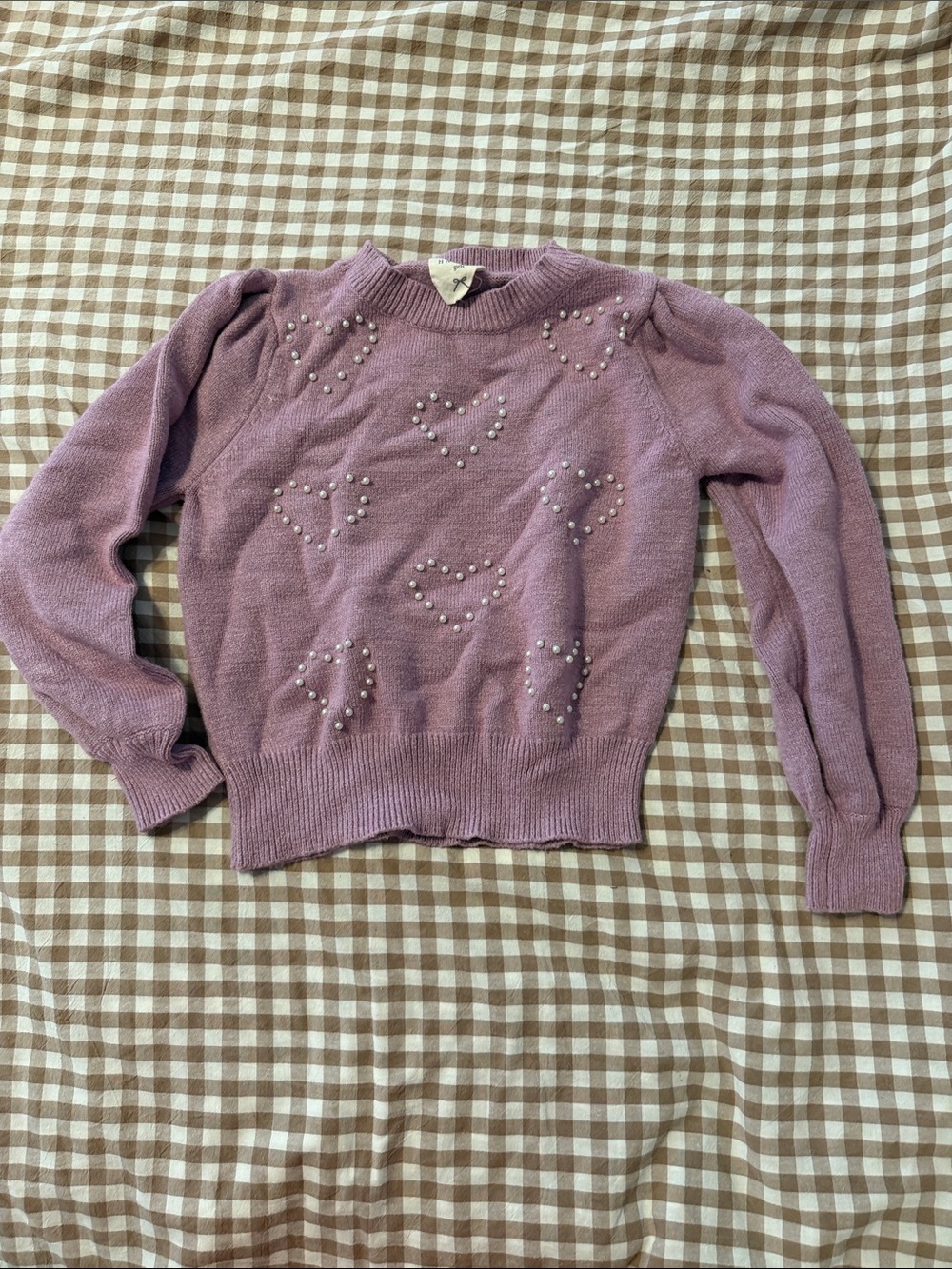 Hayden Girls Lilac Pearl Heart Sweater